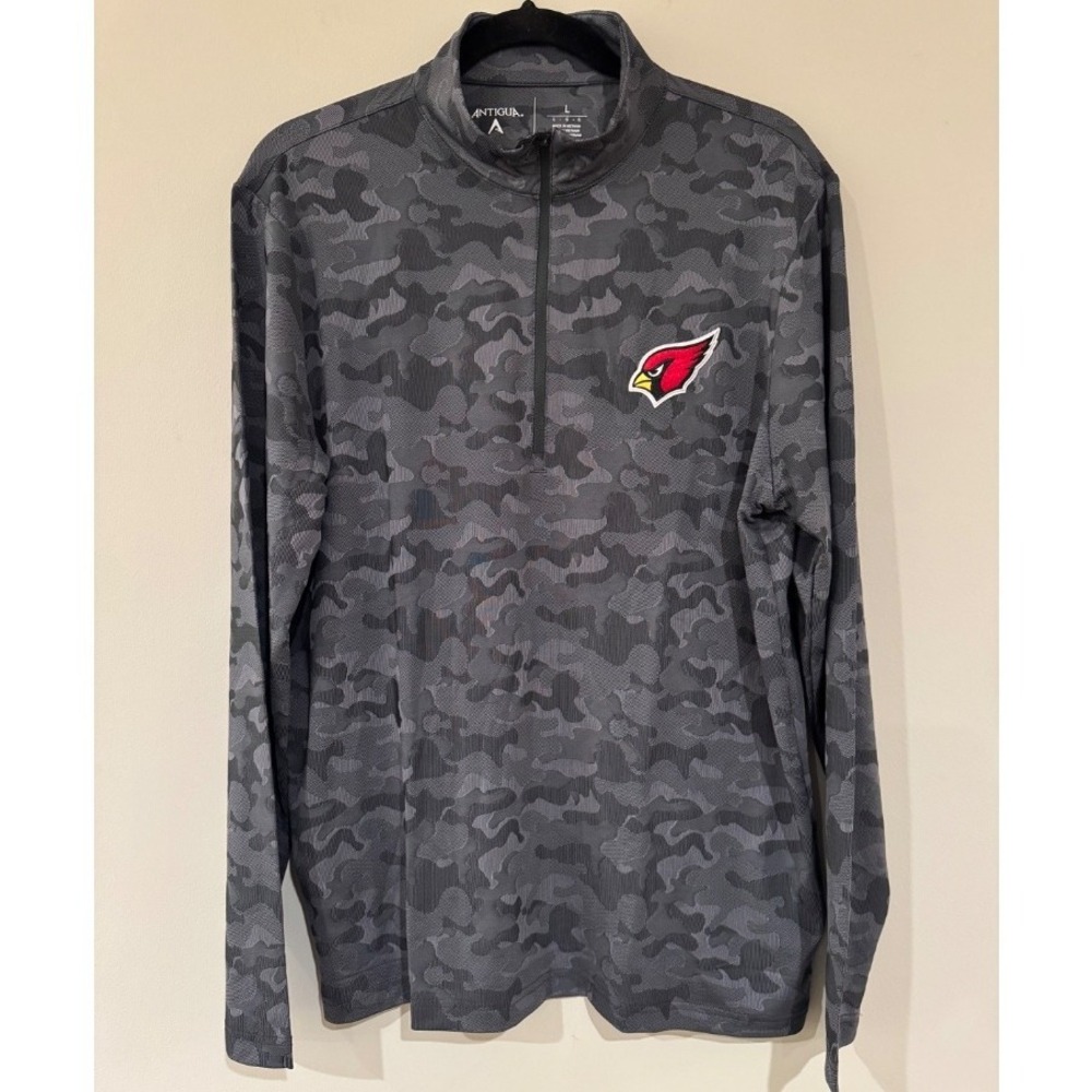 Antigua Cardinals Pullover Camo Print Quarter Zip Long Sleeve, Men's Large, NWT‎